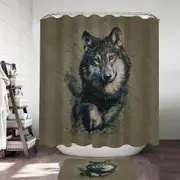 Cool Art Wolf Painted on Concrete Shower Curtain