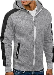 [Generic] Sweatshirt Zip up Men Mens Casual Zipper Hoodie Splicing Large Size Sweater Jacket Cropped Zip up Hoodie