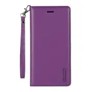 For Apple iPhone 11 Pro Max Hanman Leather Wallet Case Flip Card Holder Slots Magnetic Shockproof Cover (Purple)