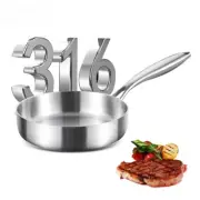 316 Stainless Steel Frying Pan 20cm Uncoated Wok Non Stick Pots Household Cook