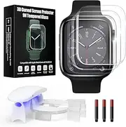 Screen Protector Compatible with Apple Watch Series 9/8/7 41mm, 3D Curved Full Coverage Anti-scratch Tempered Glass Protector, Bubble Free Screen Protector for iWatch 9/8/7 41mm(3 Pack)