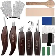 VIBRATITE Wood Carving Kit, 14 PCS Wood Carving Tools Set with Detail Carving Knife, Spoon Blanks, Whittling Knife, Wood Whittling Kit for Beginners Kids Adults Woodworking DIY
