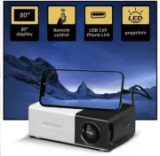 Mini Portable Projector LED Pico, HD, USB, Remote Control, Home Theater Bundle