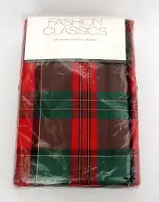 FASHION INDUSTRIES 640 RED TARTAN PLAID TABLECLOTH - 60" X 84" - BRAND NEW