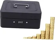 SOPOTUTU Cash Box with Combination Lock Lockable Cashier Box Secure Storage for Cash Coins and Keys Portable Design Black for Store and Home Use
