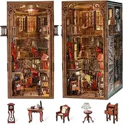 MiniCity Book Nook Kit, DIY DIY Miniature Dollhouse for Adults, Beyond Library 3D Wooden Puzzle Bookend Bookshelf Insert Decor with LED Light Gifts for Book Lovers (Abbey Library)