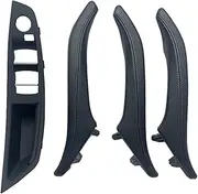 LHD 7pcs Interior Door Armrest Panel Pull Handle with Leather Outer Cover Compatible for BMW 5 Series F10 F11 F18 520 523 525 528 530 535(Model B Black Set)