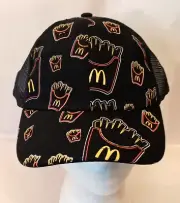 McDonalds Restaurant French Fries All Over Mesh Black Baseball Cap Hat New OSFM