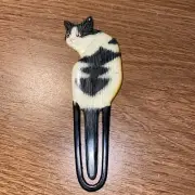 Hand Painted Black And White Cat Bookmark