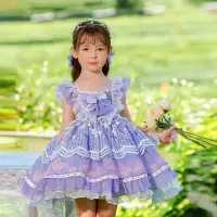 在飛比找蝦皮購物優惠-夏季新款高品質童裝女童蕾絲花邊雪紡蓬蓬裙兒童蘿莉塔Lolit