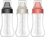 Cdemiy Measurable Condiment Squeeze Bottle, 3 PCS 350ML Refillable Condiment Containers, 5 Hole Sauce Squeeze Bottle with Leak Proof Cap, Labels and Scale, for Ketchup, Mustard, Honey, Sauce