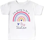 [pixie AND elf] Big Sister T Shirt with Rainbow, I’m Going to be a Big Sister Outfit, Girls and Toddler Shirt