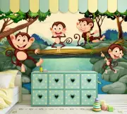 3D Monkey Bridge G906 Wallpaper Mural Self-adhesive Removable Sticker Joy