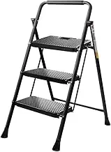 Step Ladder 3 Step Ladder Heavy Duty Foldable Step Stool, Portable Steel Folding Stool for Household Garage Storage Folding Step Stool