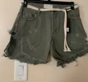 One Teaspoon Denim Shorts Women's Super Khaki Frankies Green Size Various NWT