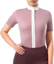 [Harrison Howard] Women's Equestrian Short Sleeve Riding Top Show Shirt Rider Sport Sun Shirt