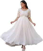 [Fashion Basket] Women's Georgette Embroidered Anarkali Gown