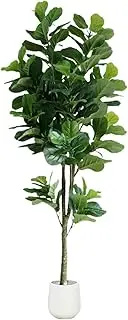 190cm Artificial Plants Tree, Fake Plants Lifelike Faux Fiddle Leaf Fig Plant,Tall Fake Potted Tree, Large Artificial Plants for Indoor Outdoor Home Office Farmhouse Decor (6.3ft)