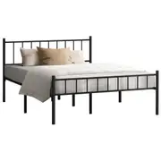 Oikiture Bed Frame Double Size Metal Base Platform Foundation Black