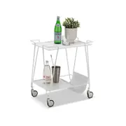 Kian Matte White Steel Bar Cart Drink Trolley