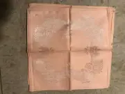 VINTAGE MADE IN OCCUPIED JAPEN Fabric NAPKINS PEACH 15.5” X 15.5” NEW Set Of 8