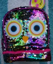 Sequin OWL Lunch Box NeW Dual Zippered Compartment Insulated Lunchbox NWT