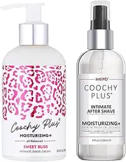 Coochy Plus Intimate Shaving Complete Kit - SWEET BLISS & Organic After Shave Protection Soothing Moisturizer Mist – Antioxidant Formula Prevents Razor Burns, Itchiness & Ingrown Hairs