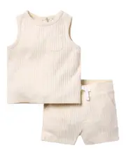 Janie and Jack Stripe Rib Top & Short Baby Set