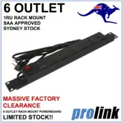 Rack Mount PDU 19" Power board 6 Way GPO 1RU Strip Rail SPIKE & 10A PROTECTED