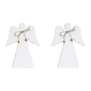 2x LVD Wooden Ornament Large Angel Seasonal Decorative Display Home Decor White