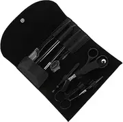 MERRYHAPY 8Pcs Eyebrow Razor Kit with Eyelash Curler Durable Grooming Tools for Women and Men Compact Design for Travel Eyebrow Scissor and Trimming Tools