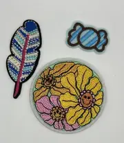 Sunflower Round Patch + Feather + Bow Embroidered Iron-On/Sew-On Patches P286