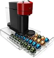 [XronSlute] for Nespresso Vertuo Pod Holder - Acrylic 32 Large Capsule Organizer, Clear Coffee Drawer