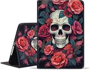 [ZXHSBROK] Case for Samsung Galaxy Tab S9 FE 5G 10.9 Inch & Galaxy Tab S9 11 Inch 2023 - Slim PU Leather Folding Stand Folio Cover with Auto Sleep/Wake, Skull Roses
