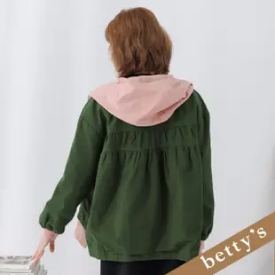 【betty’s 貝蒂思】個性撞色抽皺帆布外套(綠色)