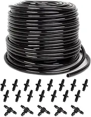 MoHern Drip Irrigation Tubing, 100 Feet 1/4 Inch Drip Line Irrigation Hose with 20 Pcs Drip Irrigation Parts, Drip Irrigation Kit by