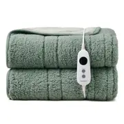 Dreamaker Reversible Sherpa & Coral Fleece Heated Throw Olive and Sage 200 x 180cm