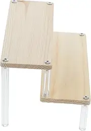 HEATSHAKING Acrylic Display Stand Perfume Figures Display Small Shelf Stand Tiered Shelf Organizer Display Stands Wood Risers for Decor Tiered Cupcake Display Stand Display Riser Beige Wooden