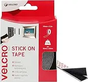 VELCRO Brand Stick On Black, Hook and Loop Tape Self Roll 20mm x 2.5m. Cut-to-Length Strong and Secure Adhesive Strips. Perfect Home, Office and Garage Fasteners Solution