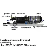 Large Booster Pump Assembly 150 200GPD RO Reverse Osmosis System UP Pressure Use