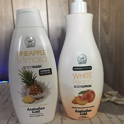 Australian Gold Pineapple Mimosa Body Wash & White Peach Body Lotion NEW