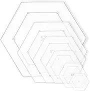 6 Pieces Hexagon Quilting Template with 1/4 Inch Seam Allowance, Hexagon Acrylic Quilting Rulers and Templates for Sewing DIY Manual Crafts Including 1inch, 1.5 Inch, 2 Inch, 3 Inch, 4 Inch, 5 Inch