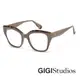 【GIGI Studios】 幾何曲線粗框貓眼光學眼鏡(奶茶棕 - POPPY-67322/0)