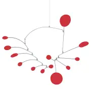 Graceful PAPILLON Art Mobile Red Kinetic Sculpture Mid Century Modern Home Decor