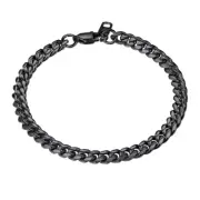 Cuban Link Black 6MM Wide Chain Bracelets Punk Mens Women Jewelry Gift, 19" Leng