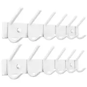 2 Pack White Coat Rack Wall Mount Hooks For Entryway Hanger Mounted With Double