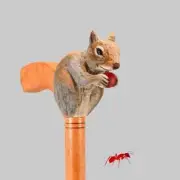 custom walking cane wood chipmunk squirrel realistic carving