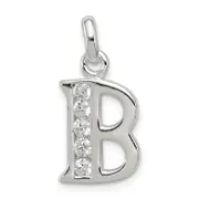 Sterling Silver White Cz Letter B Initial Pendant