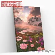 Paint By Numbers Kit Mountain Flower Nature Home Wall Beginner Adult DIY Brush