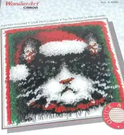 WonderArt Christmas Cat Latch Hook Kit Sealed 12”X 12” Tuxedo Cat with Santa Hat